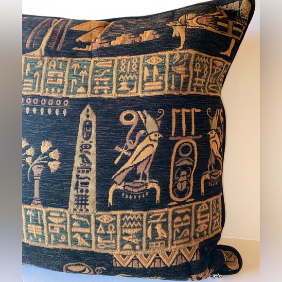 Vintage 90s 2pc Egyptian Tapestry Accent Pillows - Picture 6 of 10